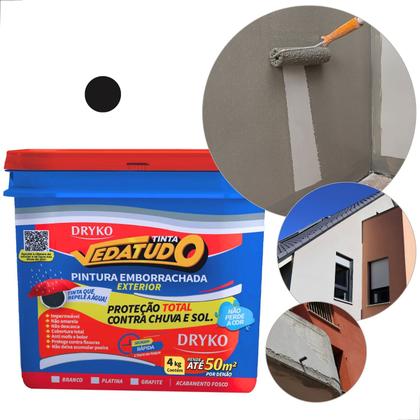 Tinta Emborrachada Vedatudo Acrilico Fosco Branco 4Kg Dryko